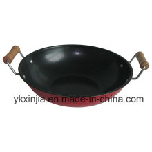 Kitchenware 23cm Carbon Steel Non-Stick Coating Wok with Two Handles